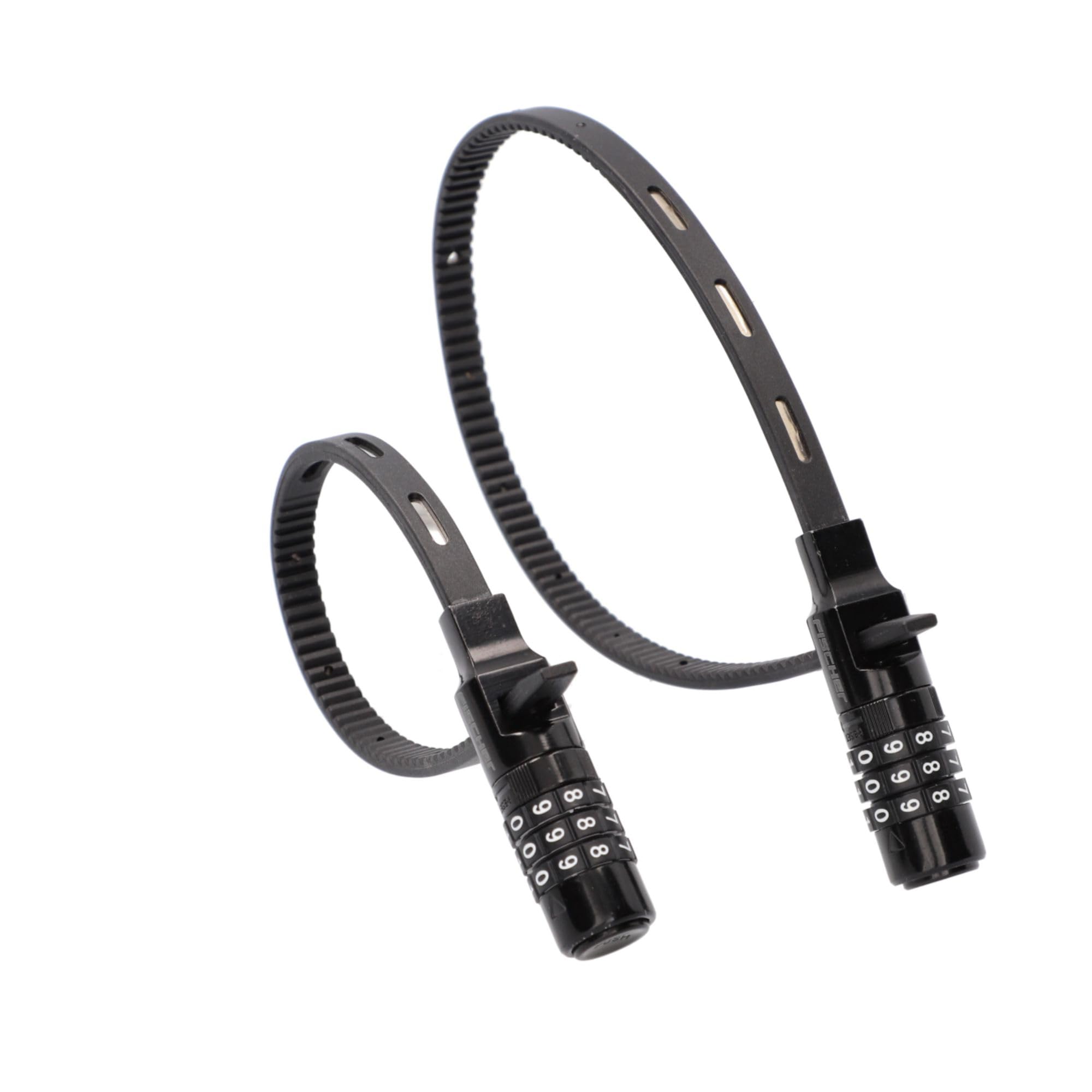 Fischer Bicycle Lock - Set of 2 Cable Lock Safe & Lightweight - 53 cm & 35 cm Length - Cable Tie Combination Lock with Security Level 2