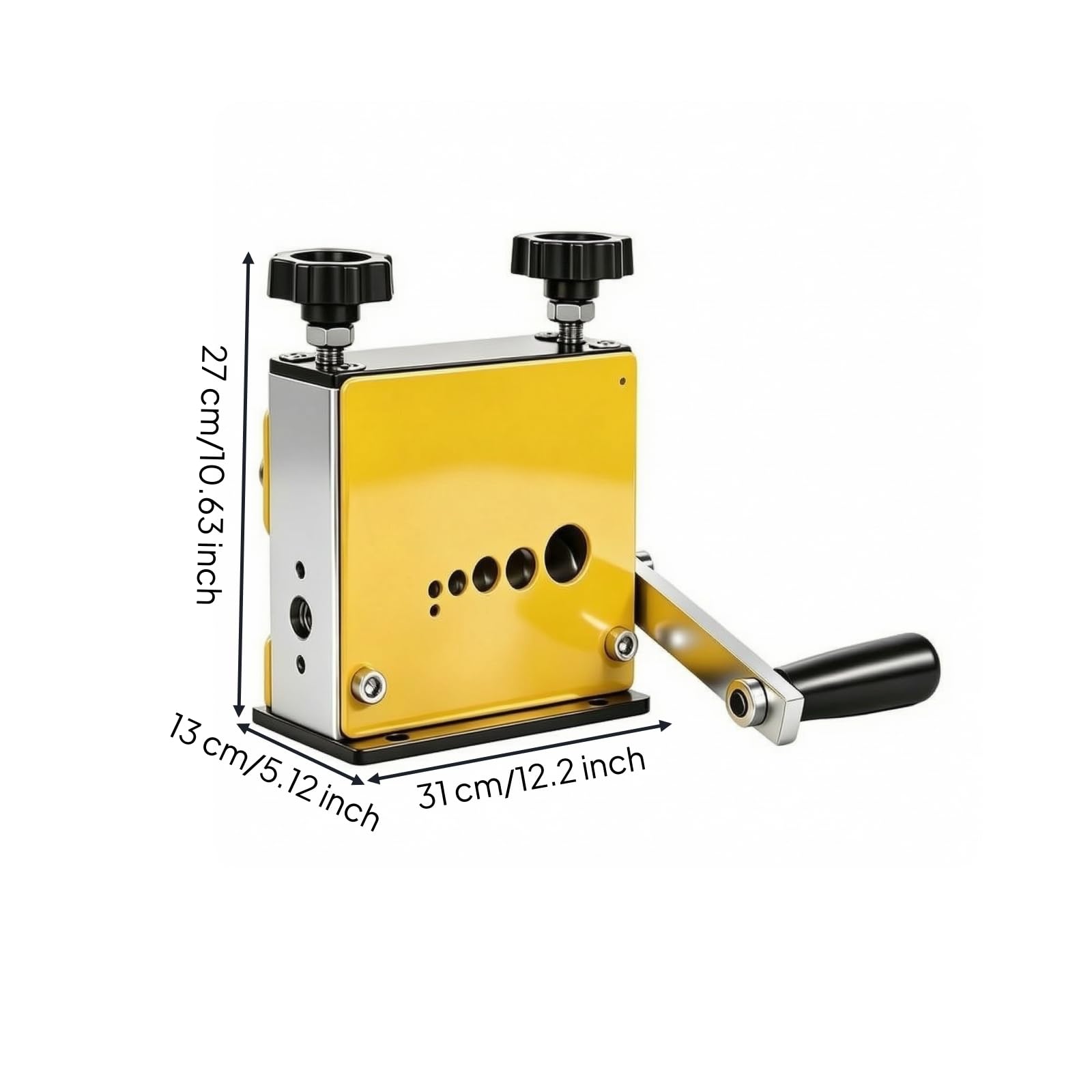 harayaa Máquina Peladora Cables Semiautomática con Base Metálica para Banco Trabajo con Rodillos Alimentación y Lateral para Eliminar, Amarillo