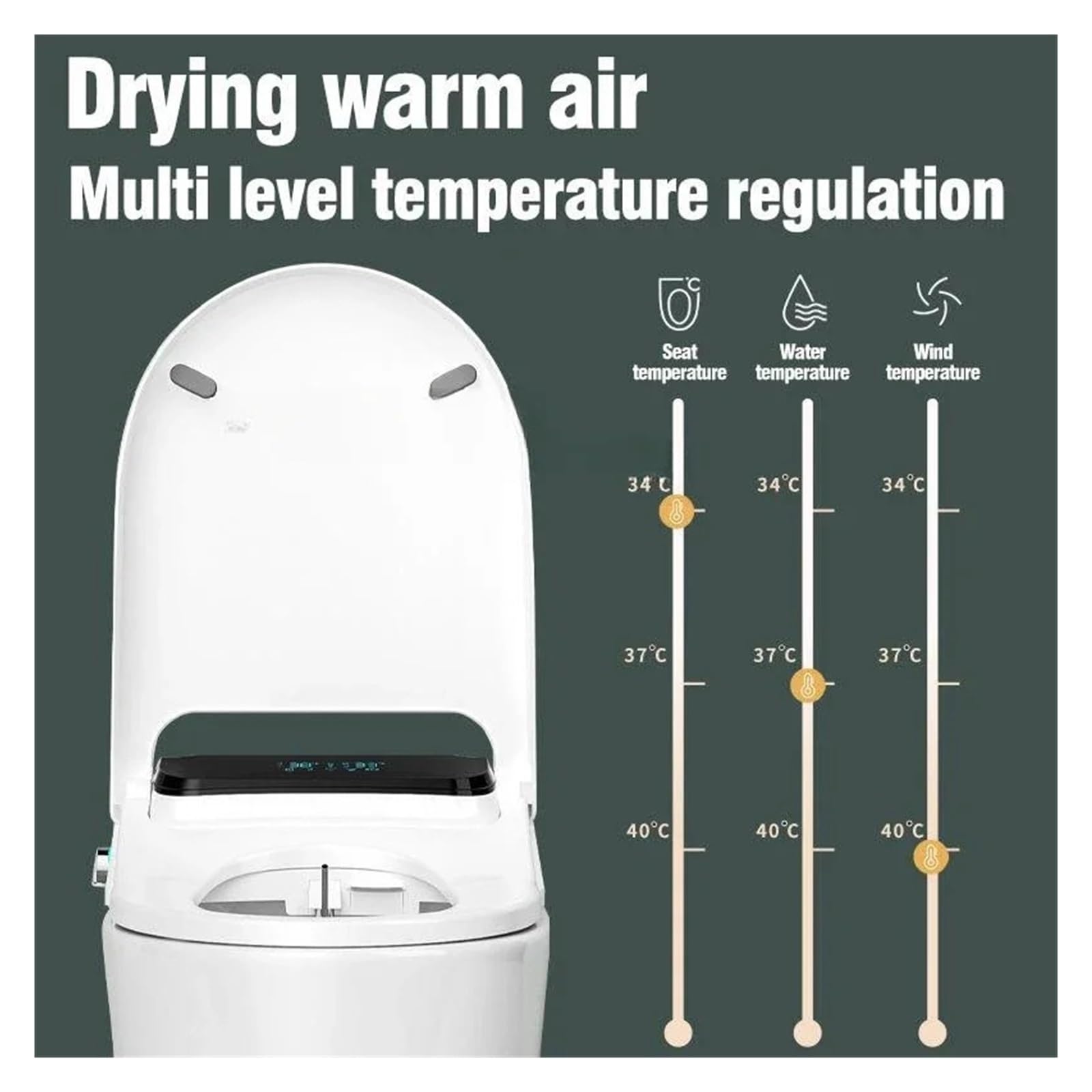 Inteligentna Nakładka Na Deskę Sedesową Elektroniczny Wydłużony Bidet Deska Sedesowa Lampka Nocna Ogrzewanie Deski Bufor Tłumiący Toaleta Solidna I Wygodna | A