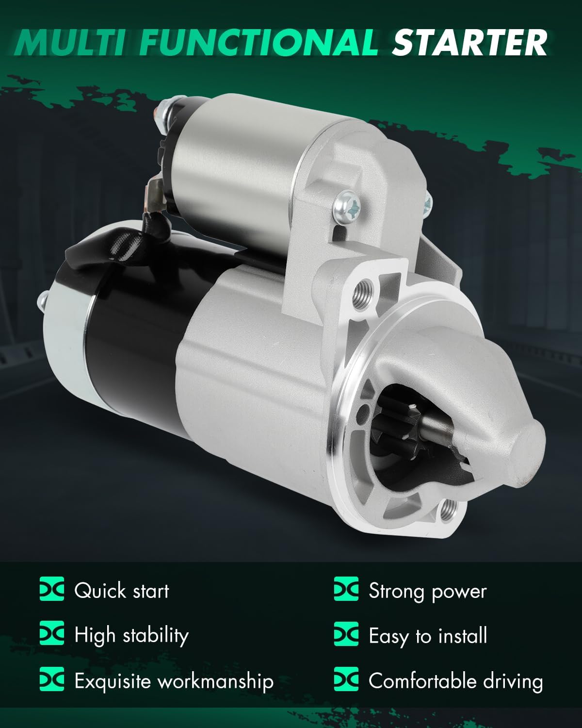 SCITOO Starter Motor fit for Hyundai for Elantra 1.8L 1996-1998,for Hyundai for Elantra 2.0L 1999-2006,for Hyundai for Tiburon 1.8L 1997 Replacement Starter 17708