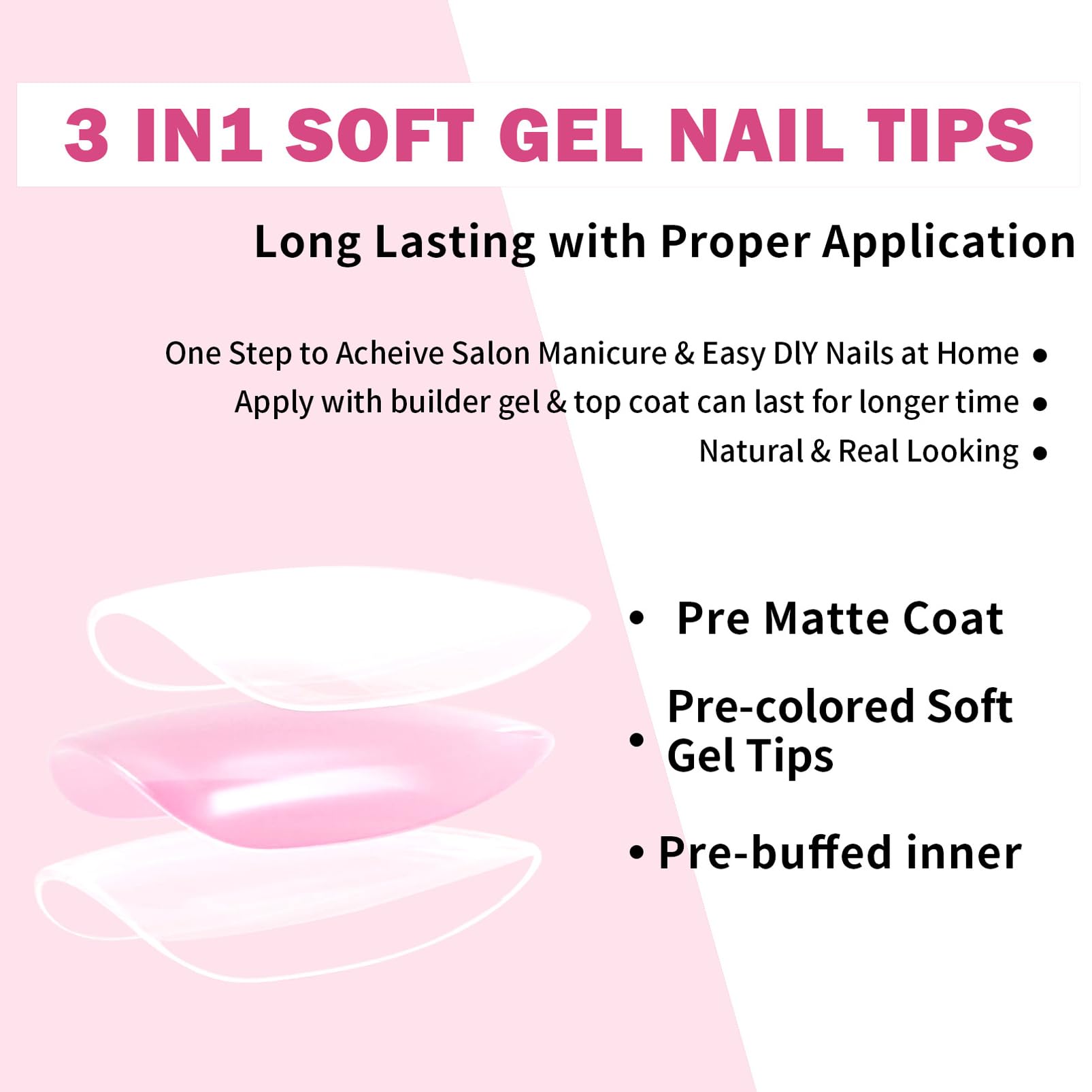 150Pcs French False Nails Kit, Medium Square Fake Nails, 15 Size Nude Pink Coffin Press on Nail - Image 3