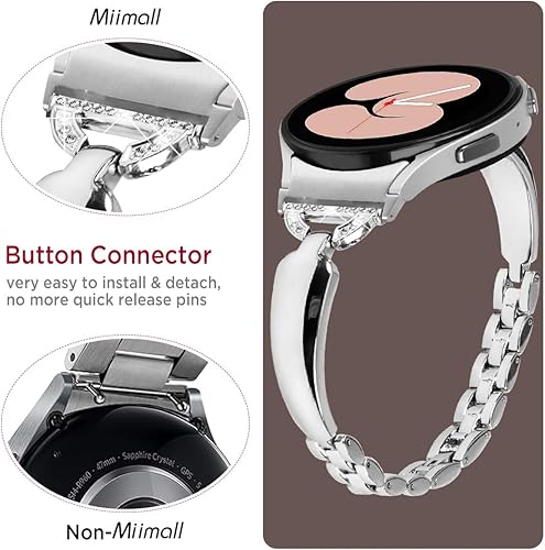 Miniatura 4 de Miimall Correas brillantes para Samsung Galaxy Watch 654 de 1.575 pulgadas, 1.732 pulgadas, Watch 6 Classic de 1.654 pulgadas, 1.732 pulgadas, Watch