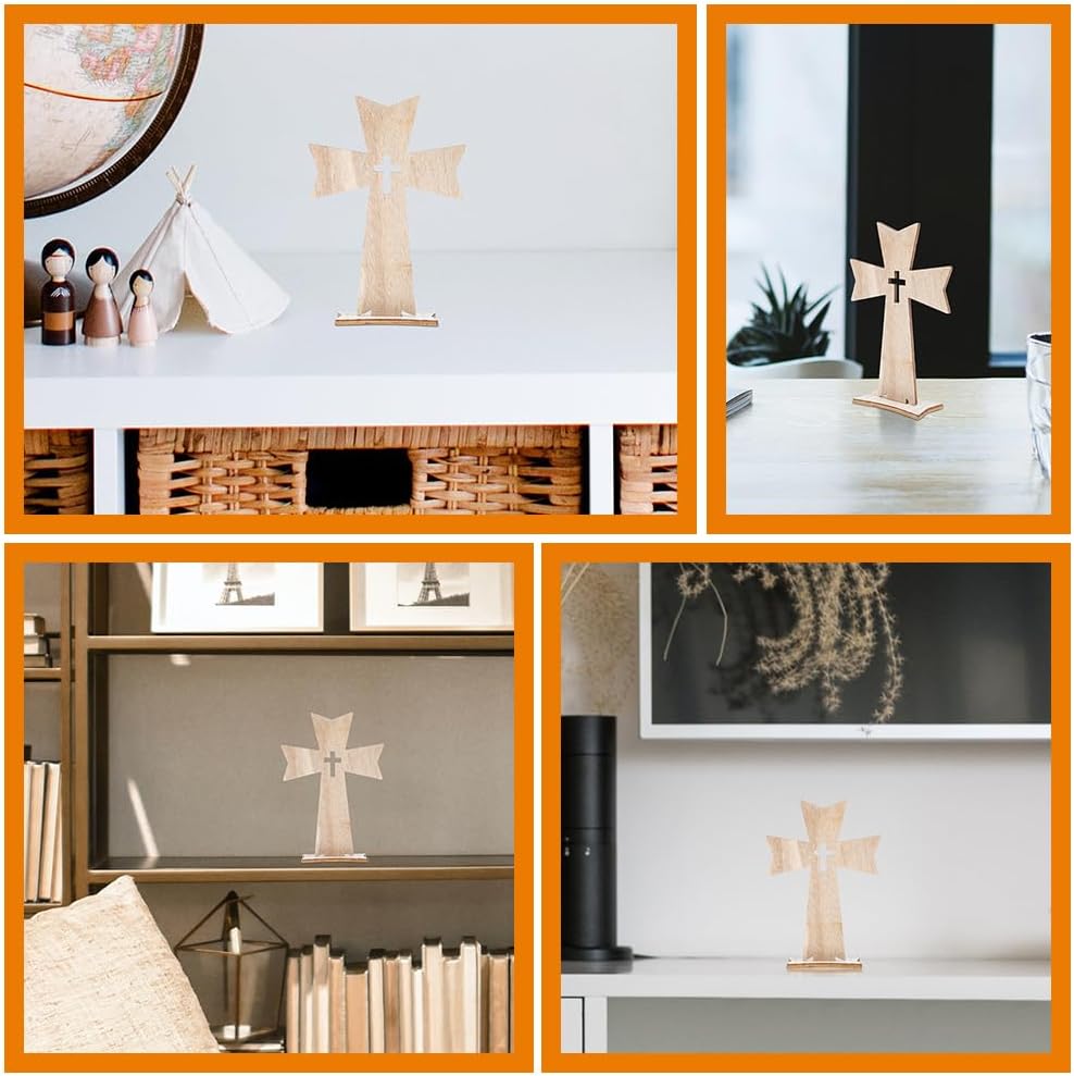 Luxshiny 10pcs Cross Ornaments Standing Crosses for Crafts Decorative Crosses for Home Decor Religious Wall Decor Catholic Crosses for Tabletop and Church