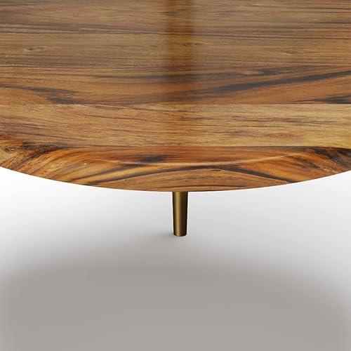 Miniatura 5 de SIMPLIHOME Wagner SOLID ACACIA WOOD - Mesa auxiliar redonda de madera y mármol de mediados de siglo de 18 pulgadas de ancho, color blanco/natural