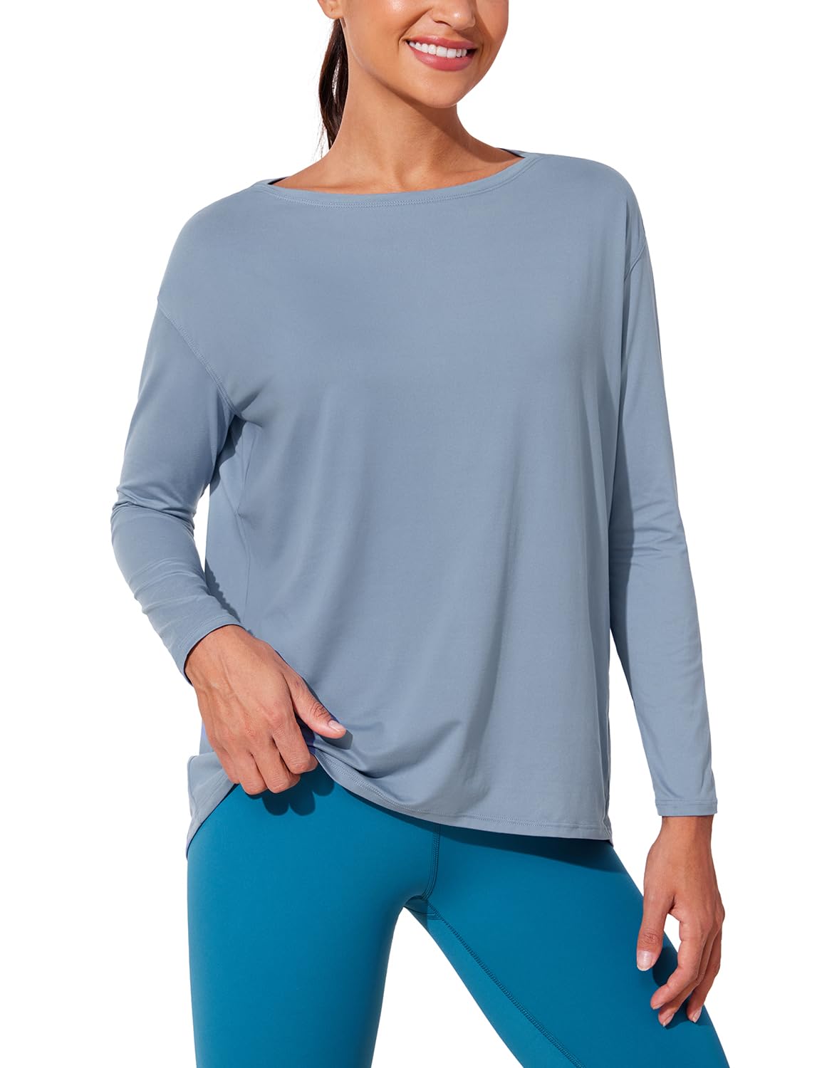 CRZ YOGAWomens UPF 50+ Lightweight Long Sleeve Workout Shirts Sun Protection Loose Quick Dry Hiking Tops Outdoor Fishing