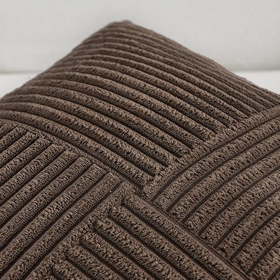 Image of Guffaw Corduroy Pillow Covers Boho Decorative Spliced Throw Pillow Covers Soft Solid Couch Pillowcases Cross Patchwork Cushion Covers for Living Room Bed Sofa 16x16 inch (2, Dark Brown)