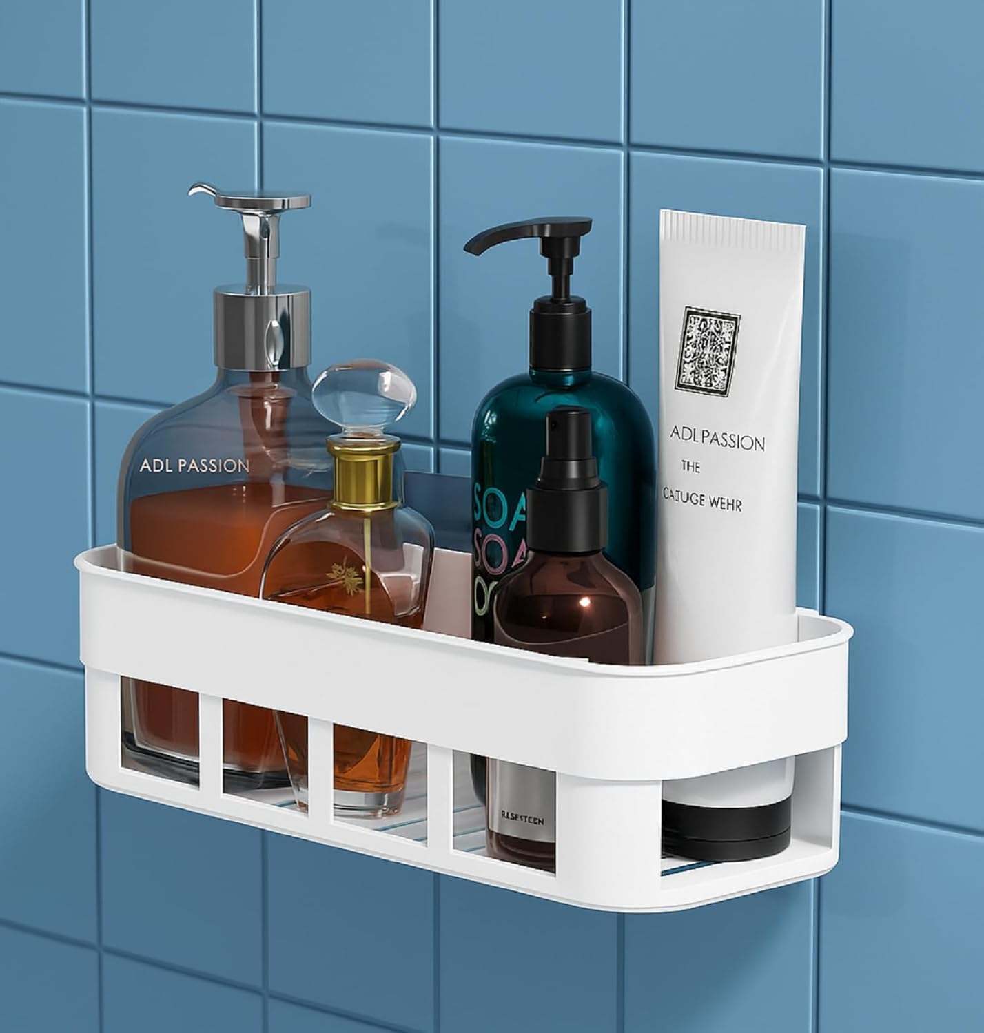 Plastic Bathroom Accessories, Bathroom Rack, Bathroom Shelf Organizer, Wall Mounted Shelf, Bathroom Hardware & Accessories, Storage Racks (1 Pcs Plastic White Shelf)-image-41