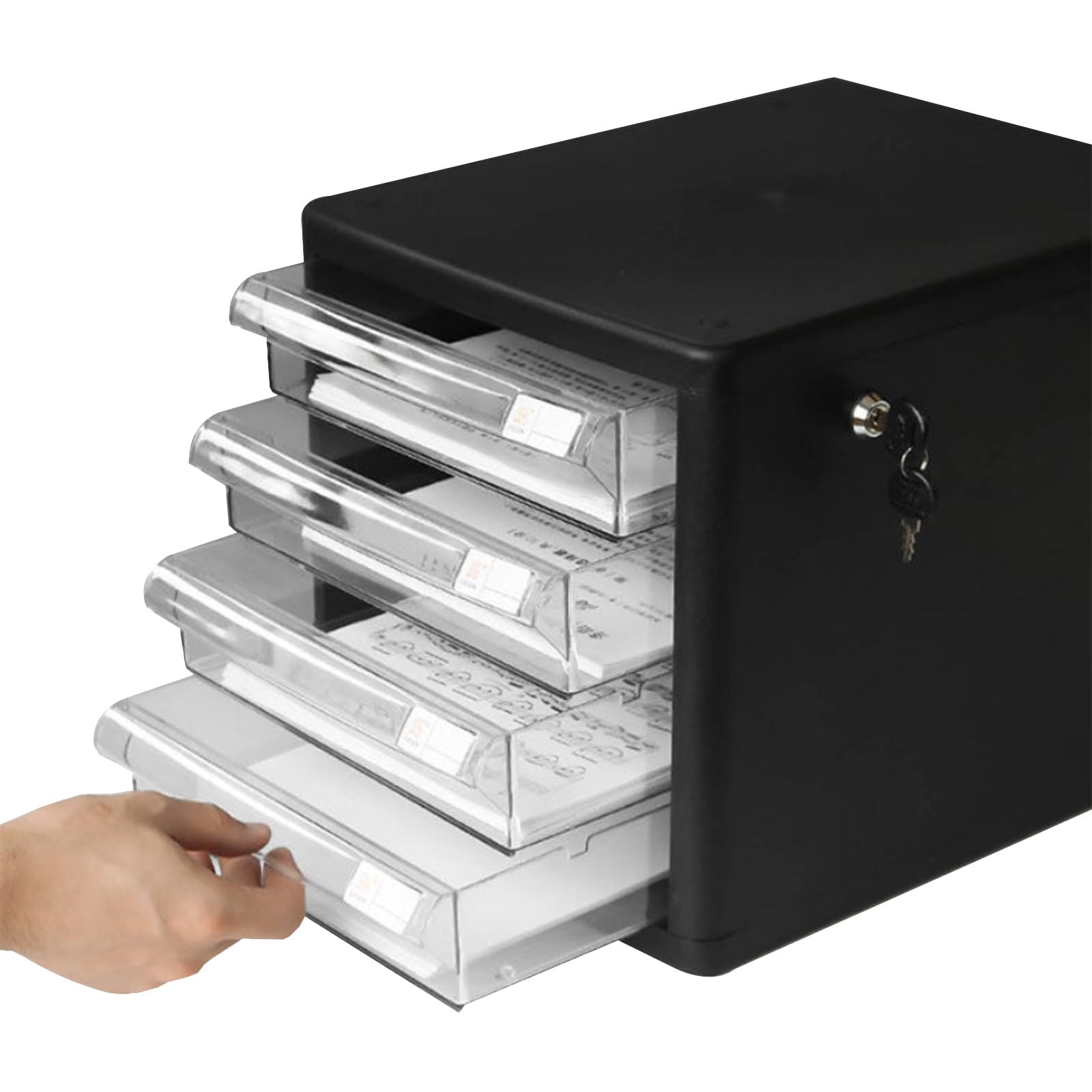Cassettiera Da Scrivania Con Serratura Per Ufficio, Organizer Porta Documenti A 4/5 Cassetti Per Fogli Formato Letter/A4, Schedario E Portacancelleria(4-layers)