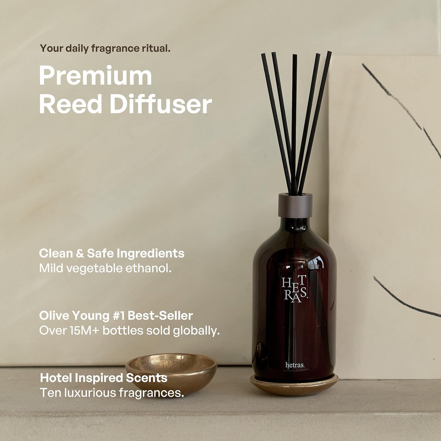 HETRAS. Premium Reed Diffuser: Set of 2 x 16.9oz (1,000 ml) Large Capacity  | Fragrance