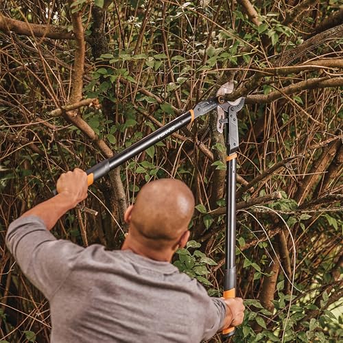 Image of Fiskars Ratchet Drive Anvil Lopper 32 Inch Heavy Duty Tree Trimmer, 2 inch Cut Capacity, Riveted Handles for Easy Squeeze Cutting Power