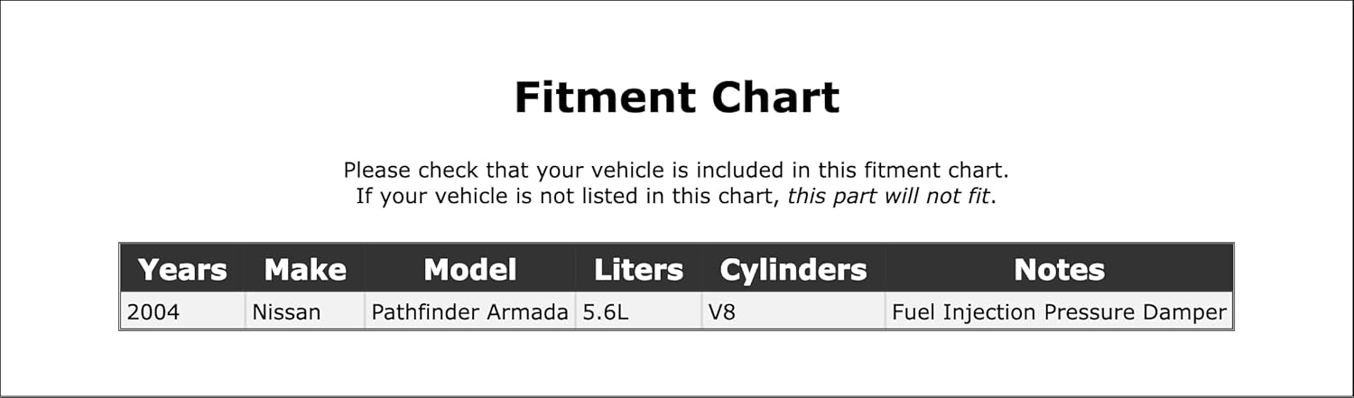 Fuel Injection Pressure Damper Compatible With Nissan Pathfinder Armada 5.6L V8 2004 P-2172898