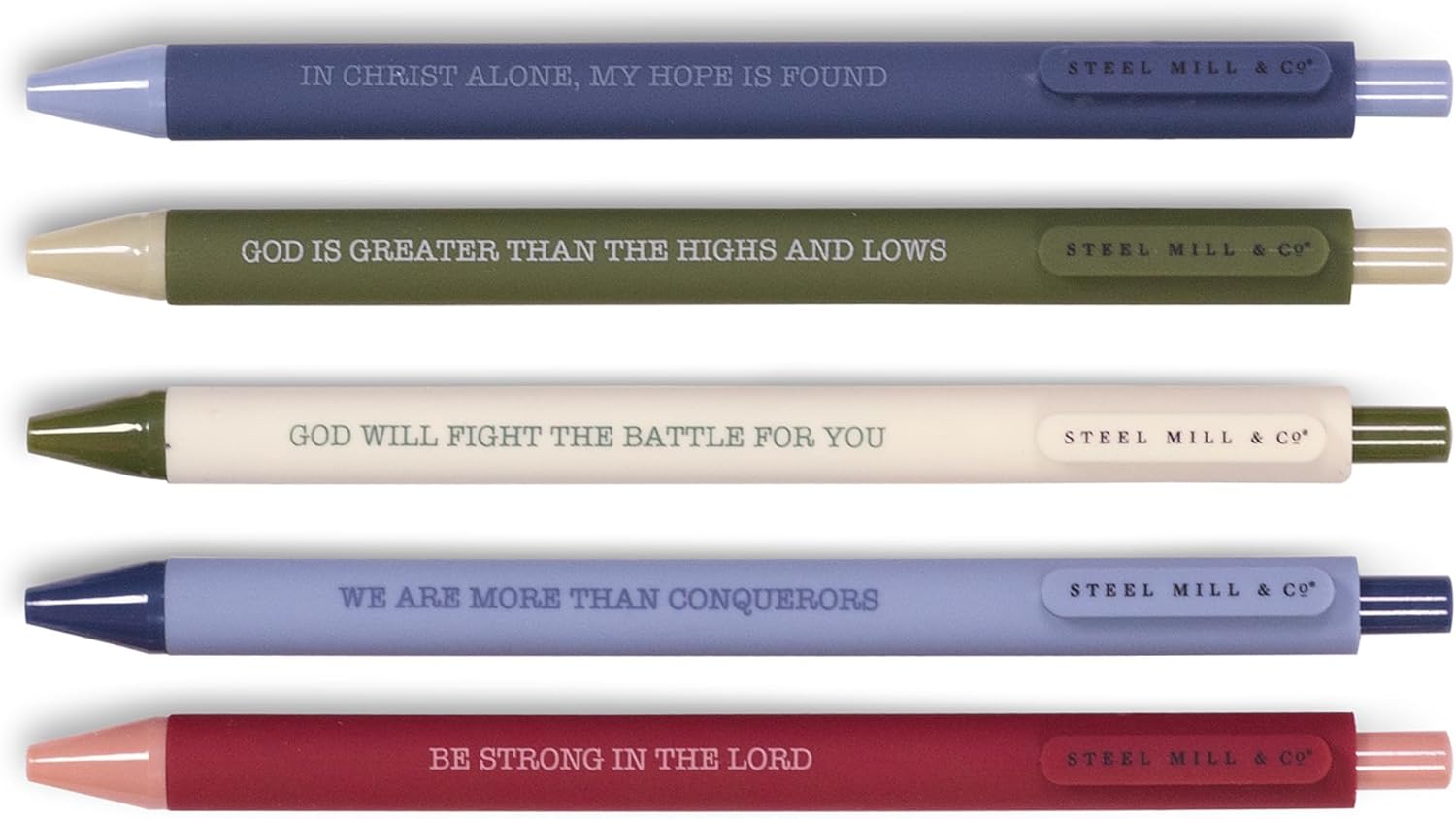 Steel Mill & Co Gel Pen Set, Faith Inspired Journaling Pens for Bible Study and Notetaking with Pocket Clip (Greater than the Highs and Lows) - Image 2