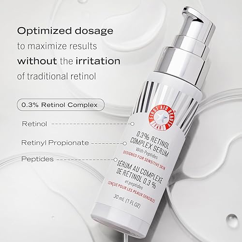 Miniatura 5 de First Aid Beauty - Suero complejo de retinol al 0.3% con péptidos, diseñado para pieles sensibles, ayuda a mejorar visiblemente las líneas y arrugas