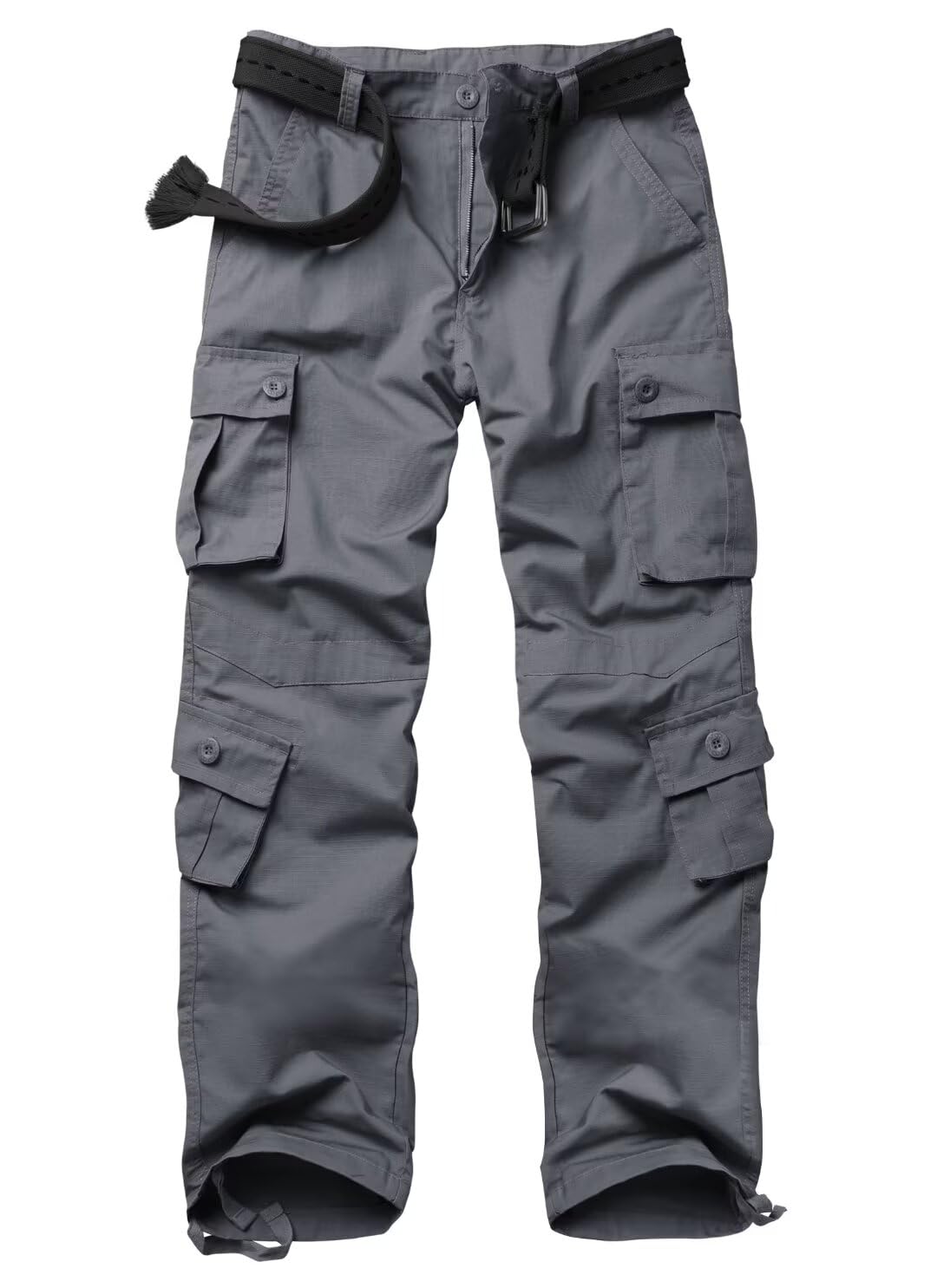 Vatinnt Men's Gray Cargo Trousers 8-Pocket Hiking Work Trousers 3355 34