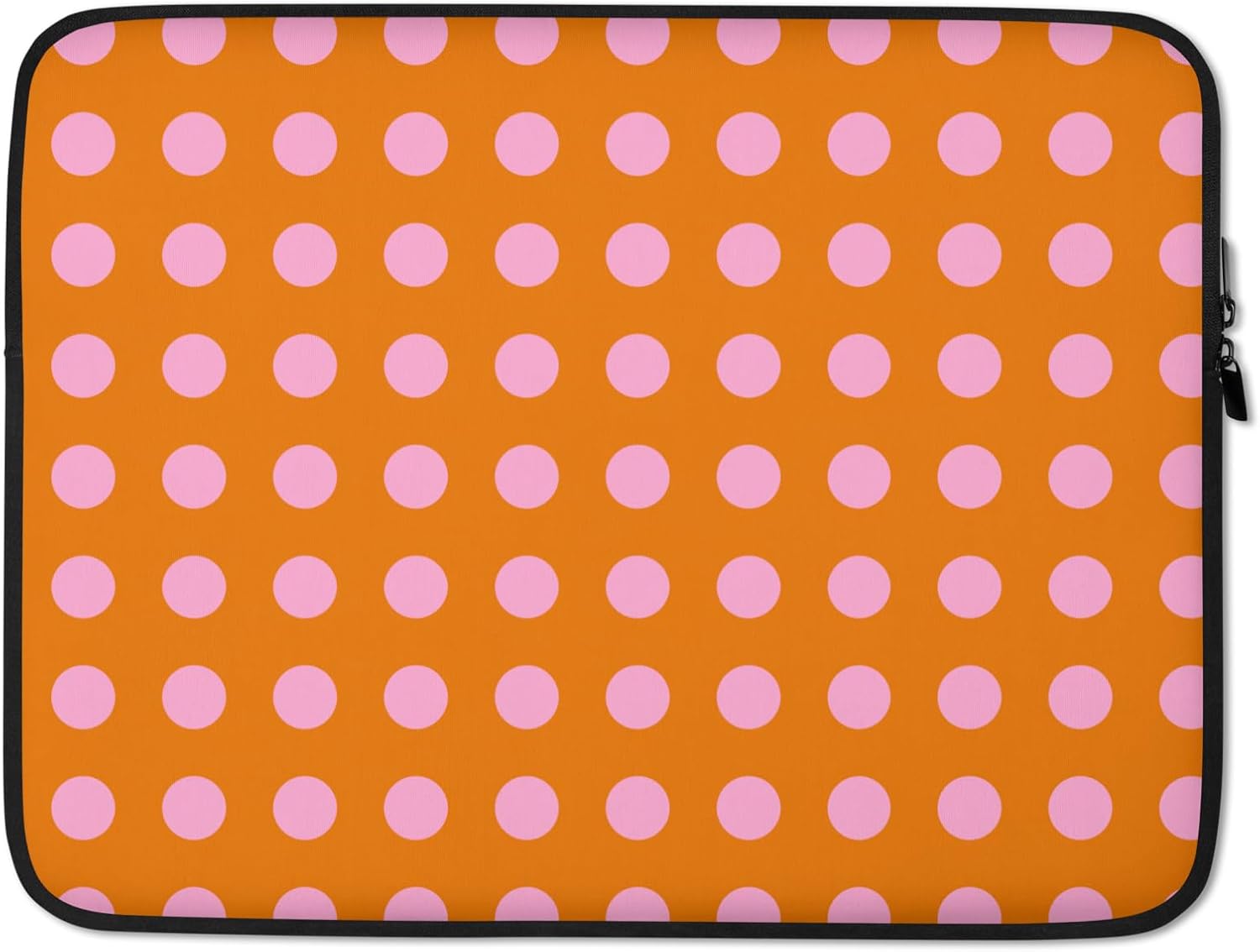 Cute Pink and Orange Polka Dot Pattern Graphic Laptop Sleeve