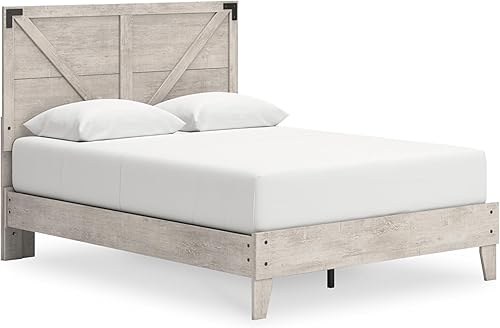 Miniatura 116 de Signature Design by Ashley - Base de cama con plataforma de granja casual Shawburn, tamaño matrimonial, cal desgastada Encalar,Gris (rustic