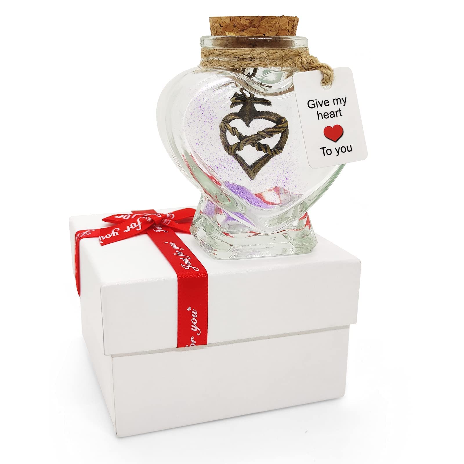 Bottiglia decorativa con scritta in inglese "Give My Heart to You", regalo di San Valentino per fidanzata, romantico compleanno per fidanzato o anniversario, regalo per moglie o marito