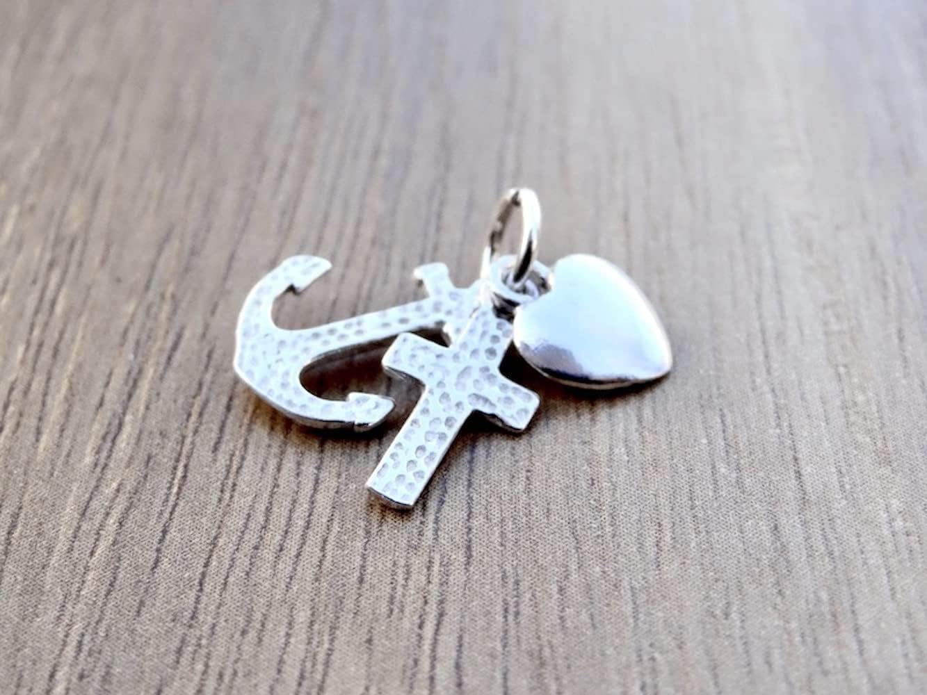 Faith Hope Love Pendant Sterling Silver 925 Cross Anchor Heart Small Necklace Charm Jewelry - Image 8