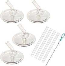 Replacement Straws for Thermos Foogo 10 OZ Straw Bottle, (4Pcs Silicone Sipper Straws, 4 pcs Silicone straw stems and 1 pcs straw brushes) - 4 Sets.