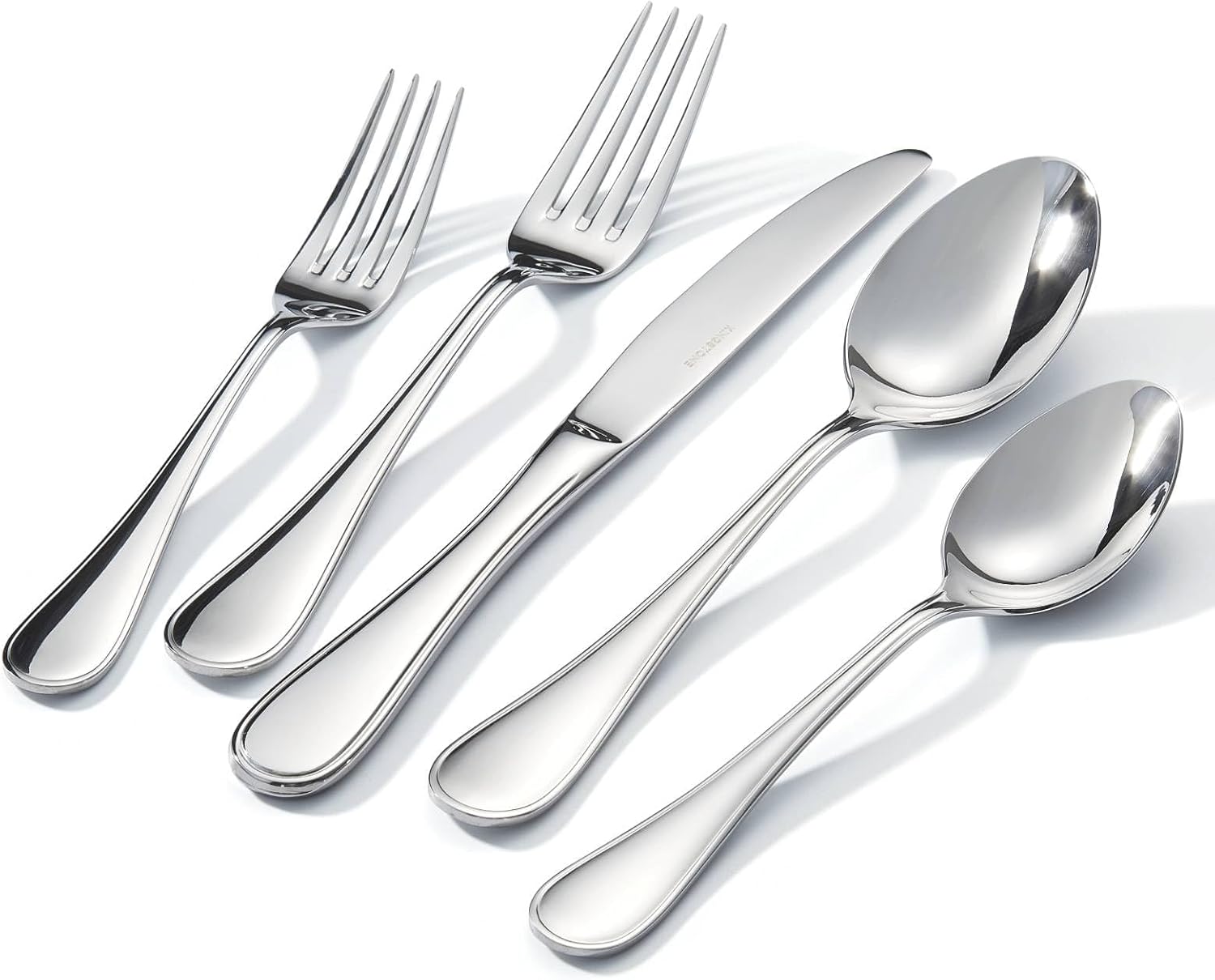 KINGSTONE 40 Piece Teardrop Silverware Set for 8, 18/10 Stainless Steel Flatware Set, Modern Design Cutlery Set for Home/Hotel/Wedding,Mirror Polished and Dishwasher Safe 40-Piece Silver