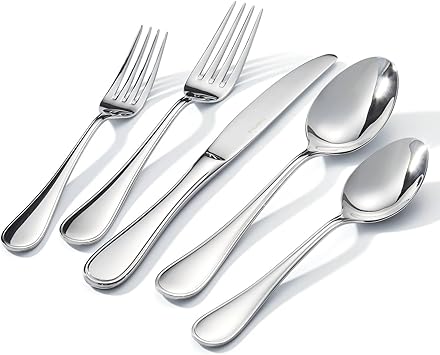 31% off: KINGSTONE 40 Piece Teardrop Silverware Set for 8, 18/10 Stainless Steel Flatware Set, Modern Design …