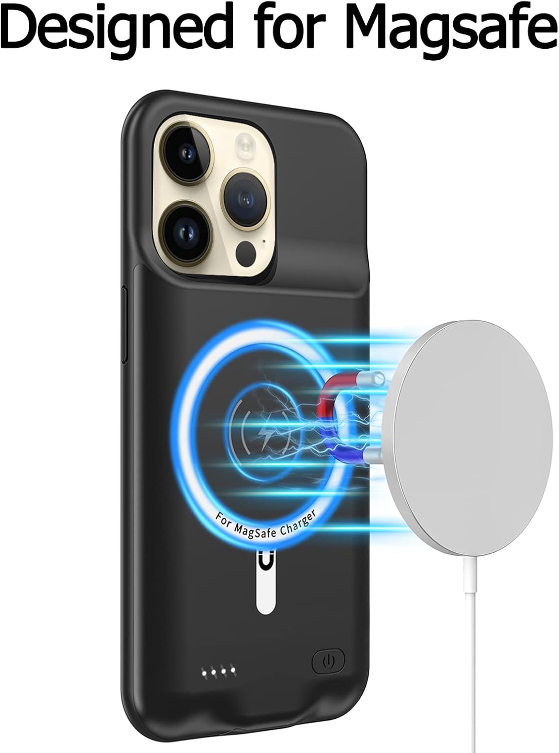 Battery Case for iPhone 14 Pro Max,12000mAh Portable Protective Charging Case with Wireless Charging Compatible for iPhone 14 Pro Max (6.7 inch) Extended Battery Pack Charger Case with Carplay (Black)