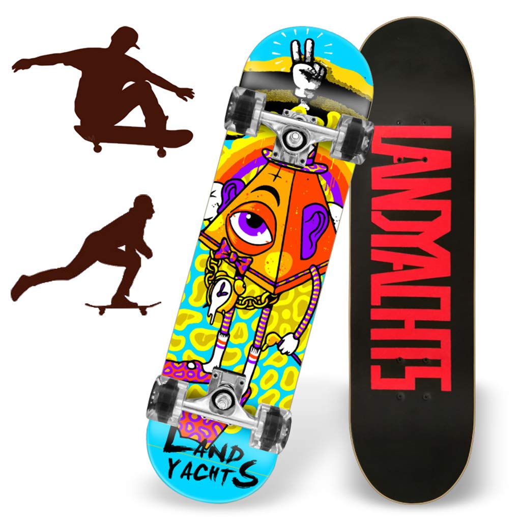 Skateboard Débutant 31 Pouces Double Kick Concave PU Roues Adulte Jeune