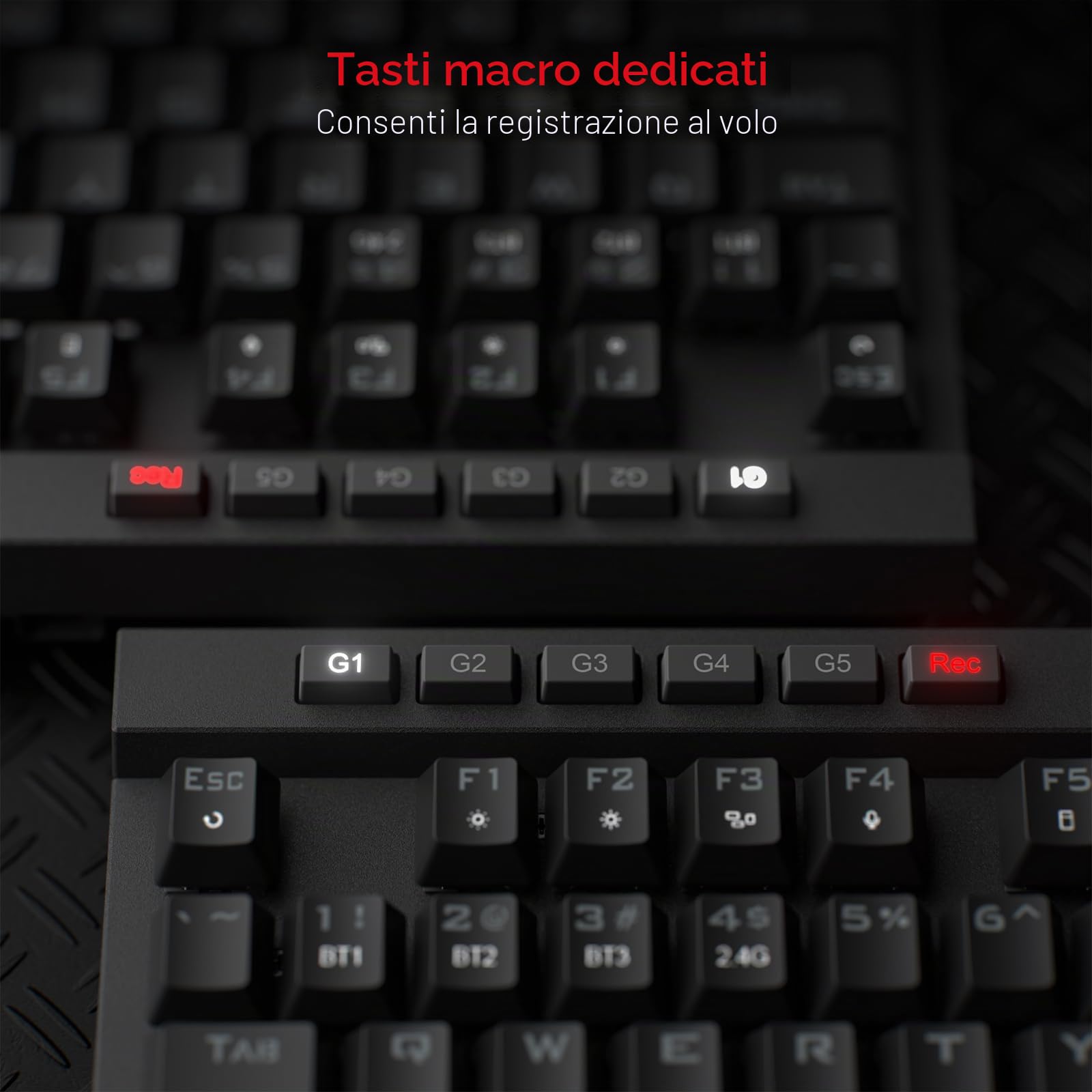 Redragon K580 PRO Tastiera Gaming Meccanica Wireless 3 Modalità RGB HotSwap | Controllo Multimediale Dedicato Registrazione Macro Integrata Interruttore Rosso US PC