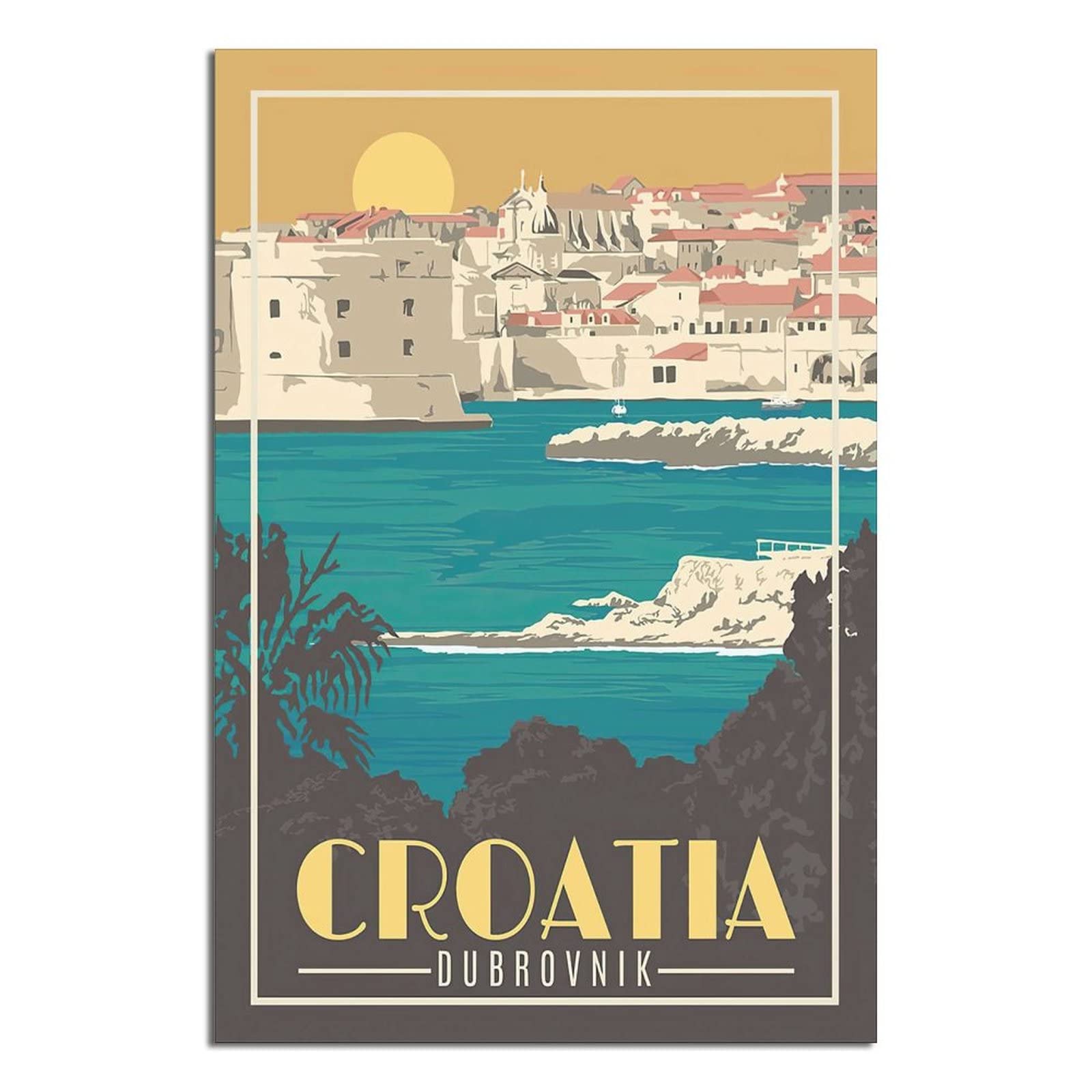 Kziwq T492 Metal Tin Sign Croatia Dubrovnik Decor Tin Sign Travel Vintage Art Wall Decor Sign For Home Kitchen Bar Patio Cave Funny Decoration 15X30cm