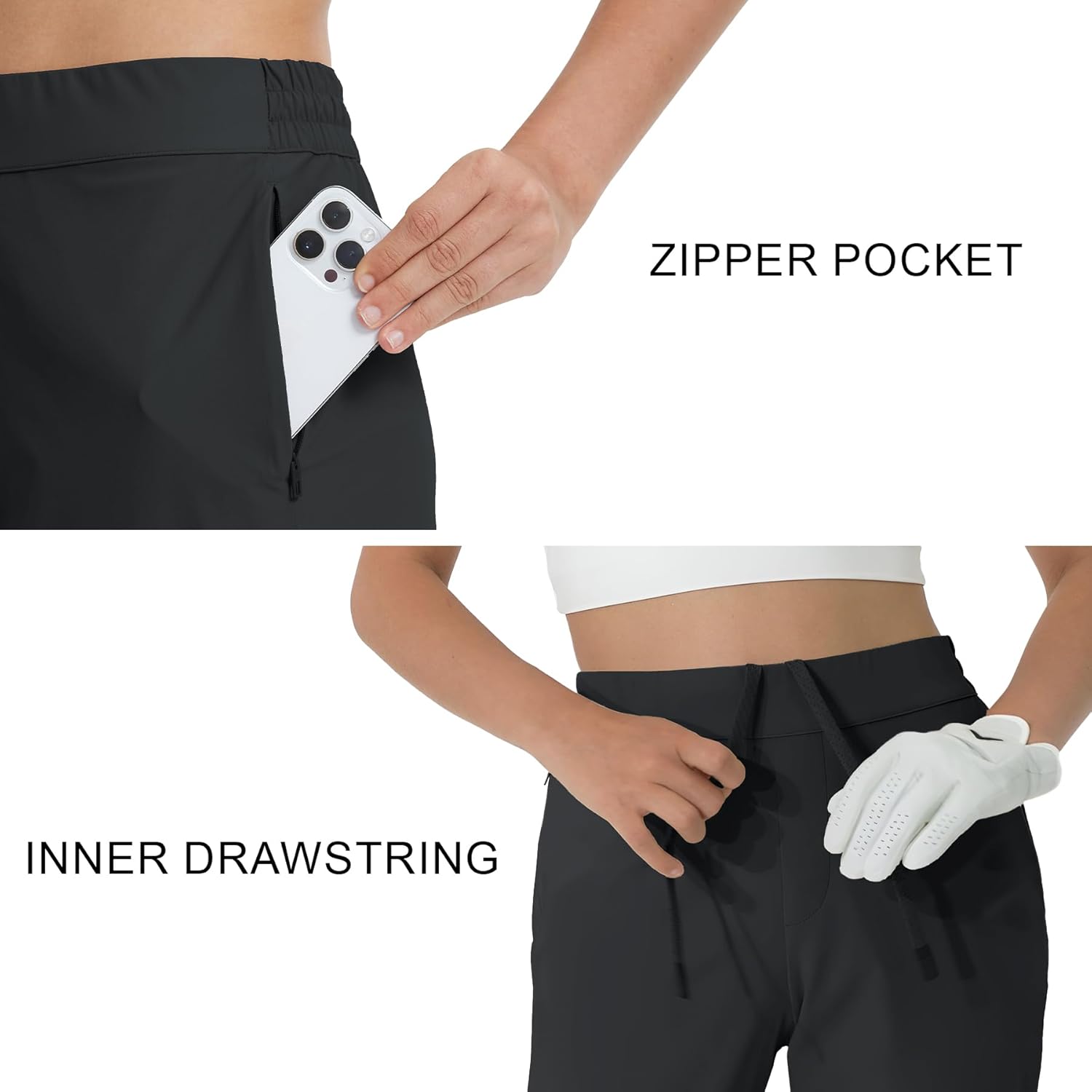 M MAELREG Women's Golf Pants with Zip Pockets 7/8 Ankle Stretch Lightweight Sweatpants for Athletic Hiking Travel Work Lounge - Image 3