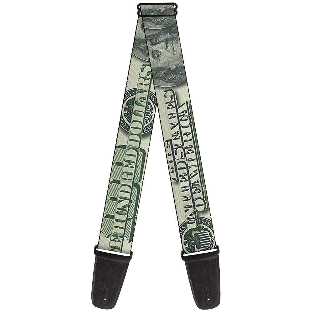 Buckle-Down Guitar Strap, 100 Dollar Bill Close Up Triple Benjamin, 2 Inches Wide
