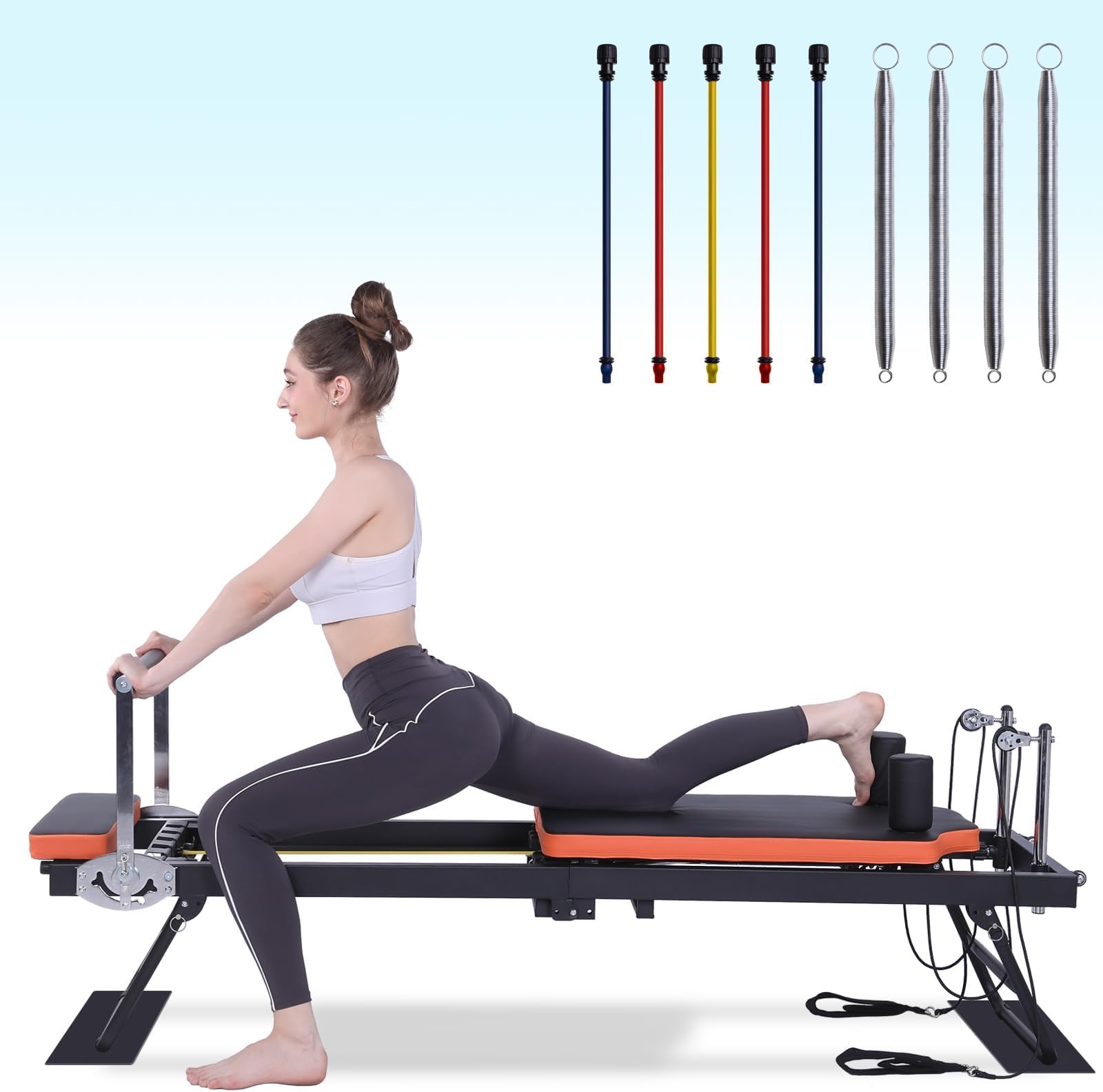 Pilates Reformer,Dpiolrcag Foldable Pilates Machine & Equipment for Home Use and Gym Workout, Suitable for Advanced and Beginners Users, Up to 250 lbs Weight Capacity
