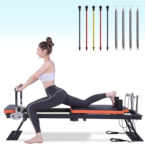Reformador de pilates, máquina y equipo de pilates plegable Dpiolrcag para uso doméstico y entrenamiento de gimnasio, adecuado para usuarios