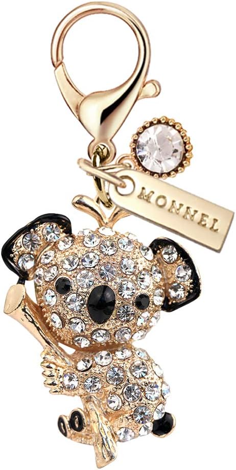 MC124 New Cute Crystal Koala Bear Lobster Clasp Charm Pendant with Pouch Bag (1 Piece)
