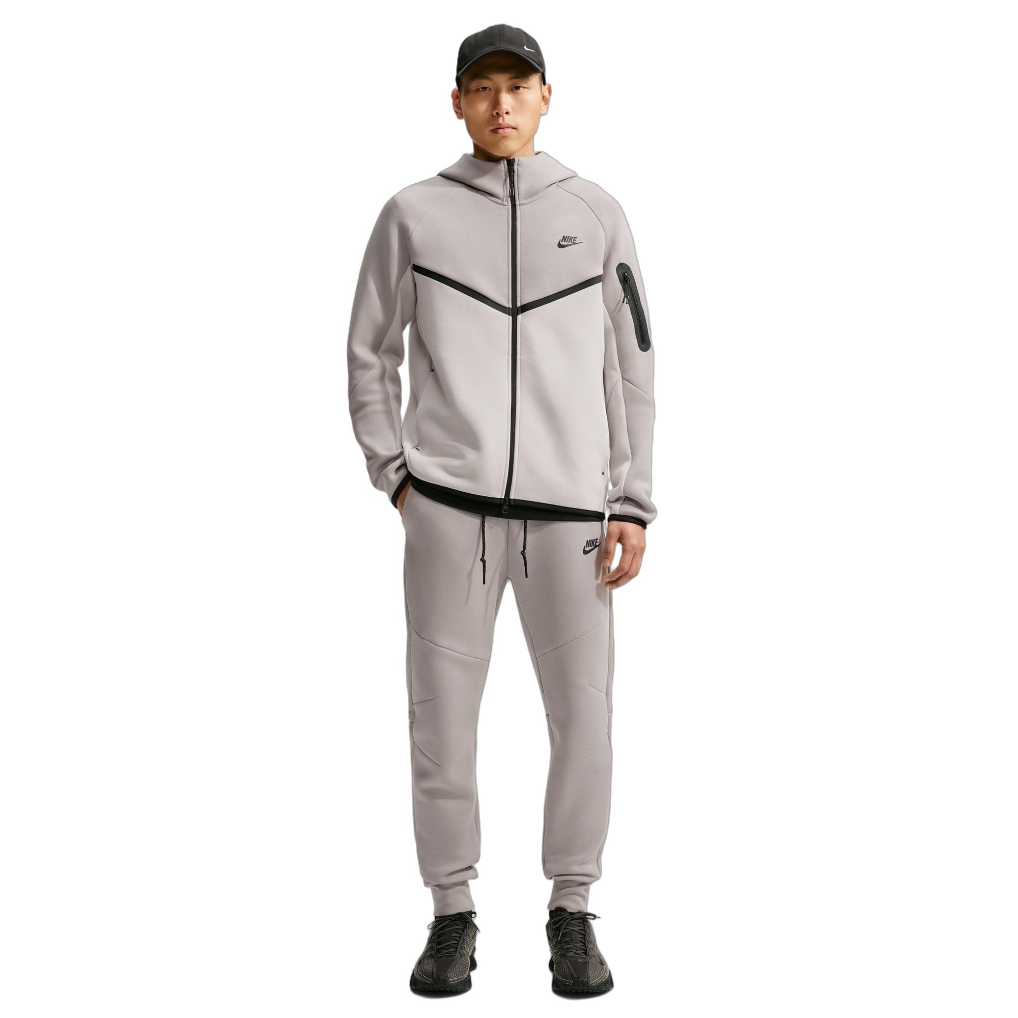 Nike Tech HV0959-009 - Pantaloni da Jogging in Pile da Uomo, Grigio College Grigio/Nero, M