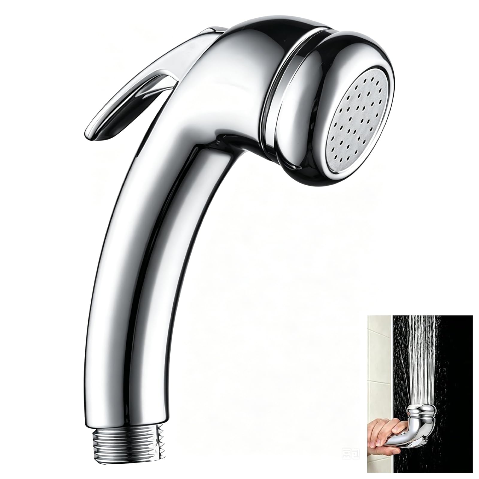 Yeeliv High Pressure Handheld Shower Head with On/Off Trigger, ABS + Chrome 1/2" Thread, Handheld Powerful Shower Head Replacement for Baths Caravans RVs Hair Salons Pet Dog Cleaning