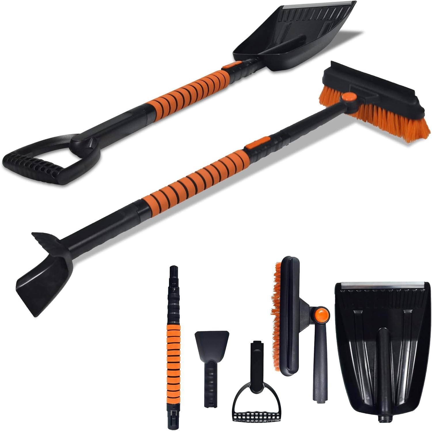 Pelle a Neige Pliable Ensemble Kit Déneigement Auto, AIOMEST Dégivreur et Grattoir à Glace pour Pare-Brise, Balai de Neige Extensible 106cm avec Raclette Enlever la Neige pour Voiture, Camion, SUV