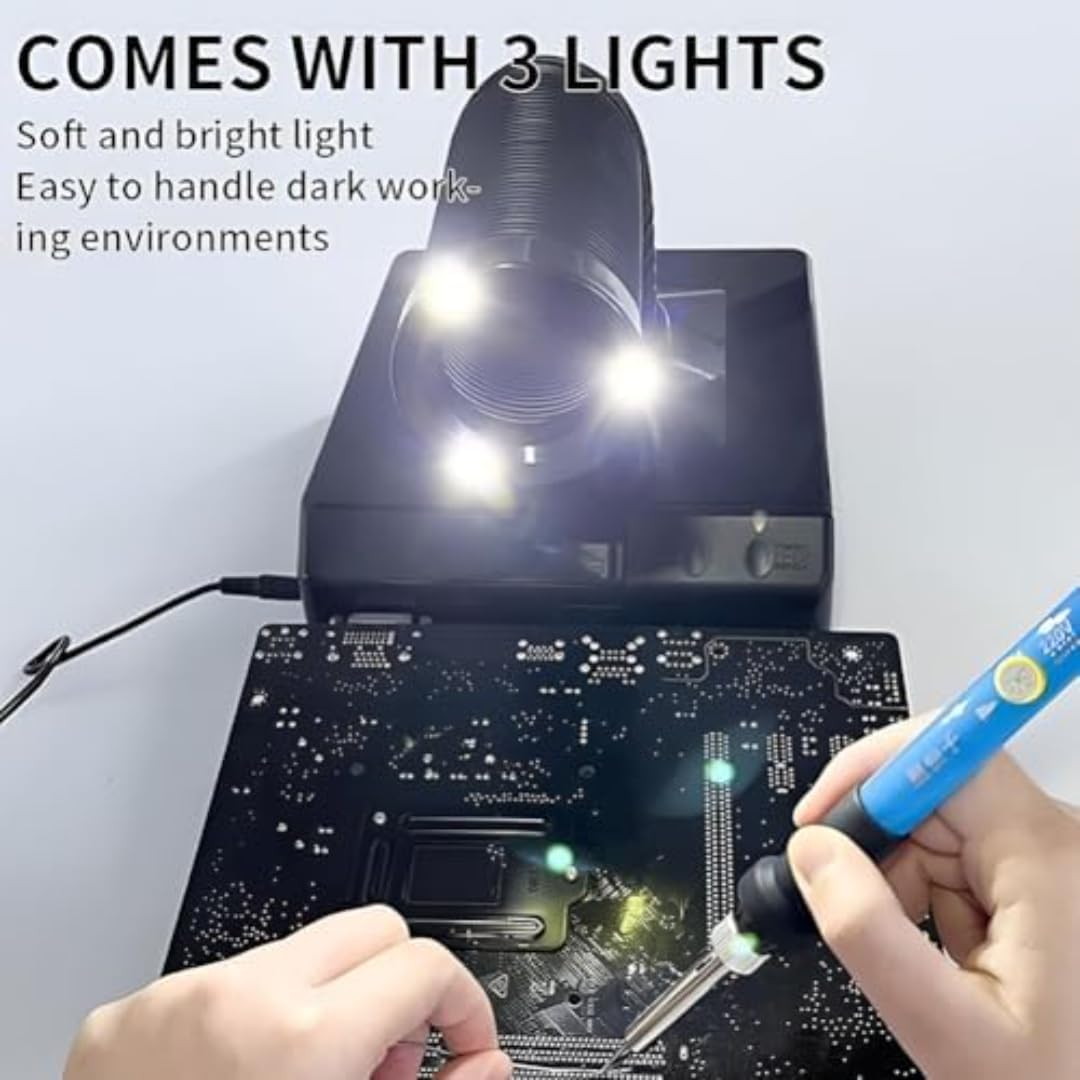 Mini Solder Fume Extractor, Grinding Dust Suction Machine with Led Light, Bench Top Soldering Solder Smoke Absorber, Nail Dust Collector Machine, for Nail Grinding Polishing B