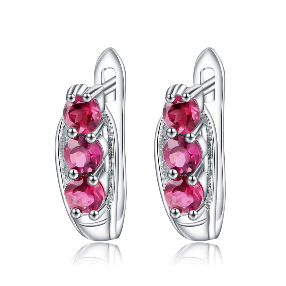 Orecchini a bottone in cristallo, orecchini for donne ragazze, regali for sorelle, orecchini a nastro in argento sterling 925 for donne 1,57 carati con pietre preziose naturali rodolite gioielli da sp