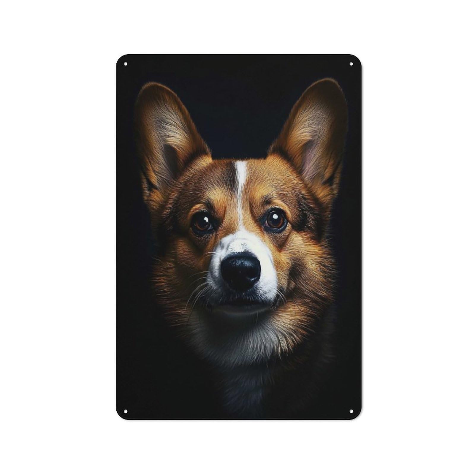 Junmoney Style-16 For Hobby Room Or Studio, Close-Up Of A Corgis Face Retro Metal Sign 30X20cm, A Decorative Gift For A Newly Furnished Hobby Room And Studio