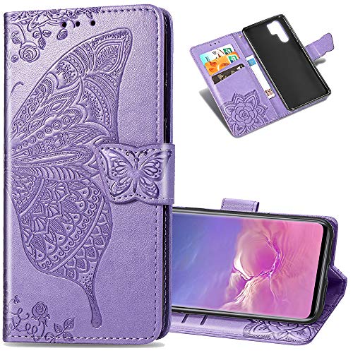LEECOCO Huawei P30 Pro Case Premium PU Leather Flip Wallet Case Butterfly Embossed Full Body Protection Flip Stand Card Holder Magnetic Cover for Huawei P30 Pro Big Butterfly Light Purple SD LEECOCO Huawei P30 Pro Case Premium PU Leather Flip Wallet Case Butterfly Embossed Full Body Protection Flip Stand Card Holder Magnetic Cover for Huawei P30 Pro Big Butterfly Light Purple SD