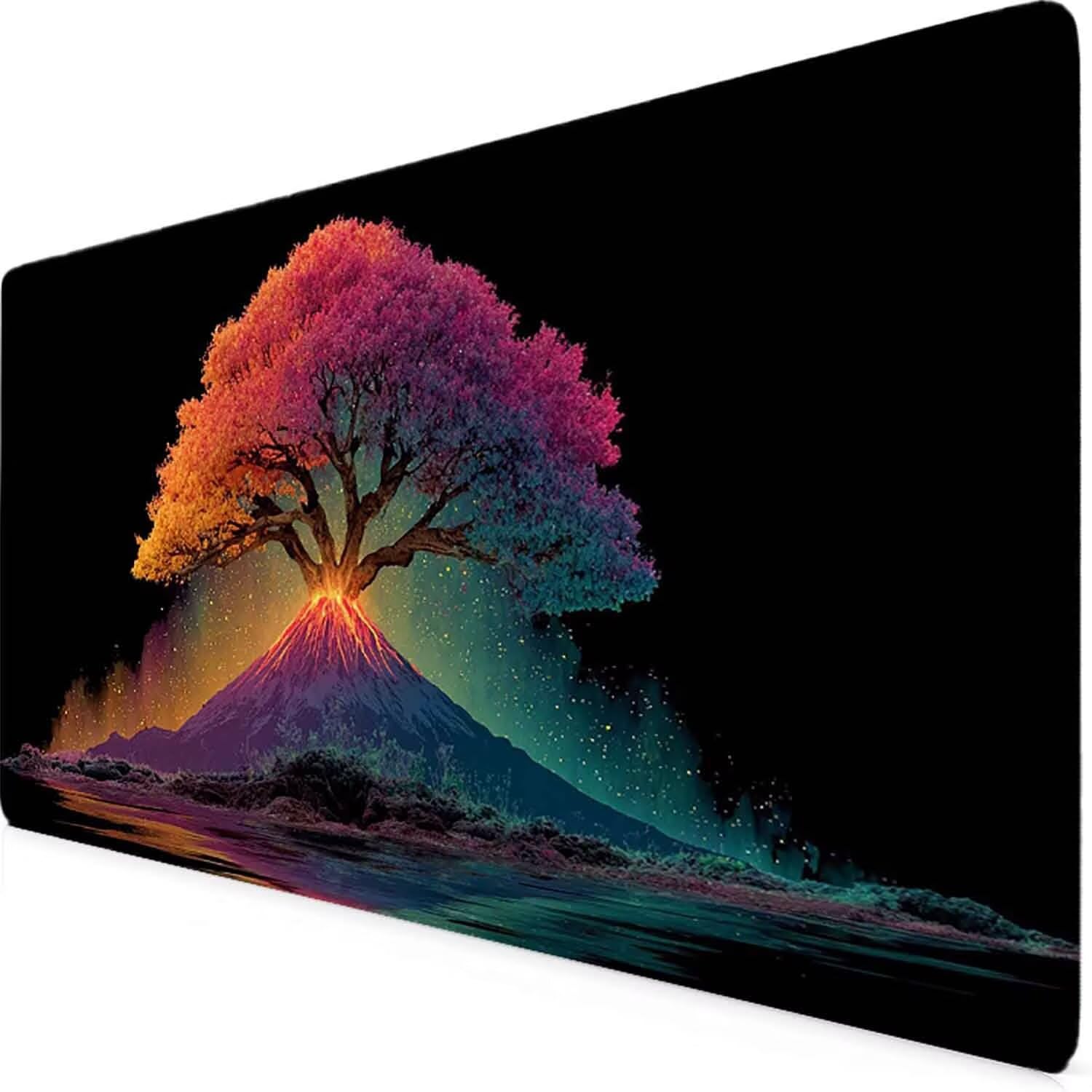 Różowa podkładka pod mysz z drzewem XXL 1000 x 500 mm podkładka pod mysz z przeszytymi krawędziami i gumową podstawą antypoślizgowa podkładka pod mysz XXL do gier, laptopa, akcesoria biurowe u1843