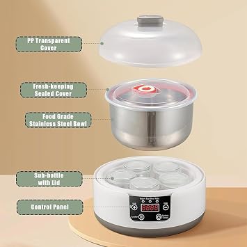 36 Hour Yogurt Maker, Yogurt Maker Automatic Digital Yoghurt Maker Machine, LCD Display with Constant Temperature, Yogurt Maker Machine with Adjustable Time & Temp Control,A