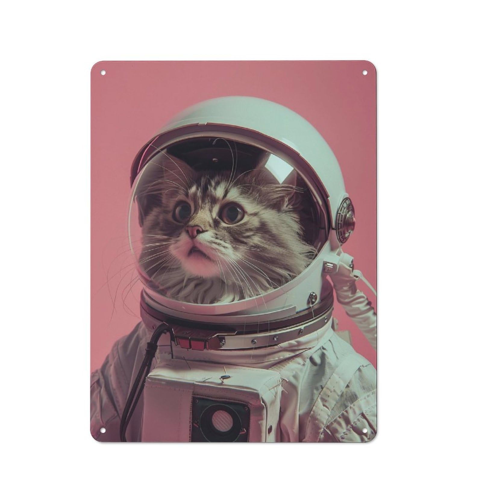 Junmoney Maine Coon Astronaut Rustic Metal Sign 40X30cm For Café Or Restaurant, For Vintage Wall Decor Fans, For Living Room And Hallway Decor