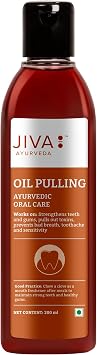Jiva Ayurveda Oil Pulling Mouthwash - Pure Sesame Oil Oral Rinse with Clove & Cardamom for Fresh Breath & Brightening - Alcohol-Free Ayurvedic Formula - 6.76 Fl Oz
