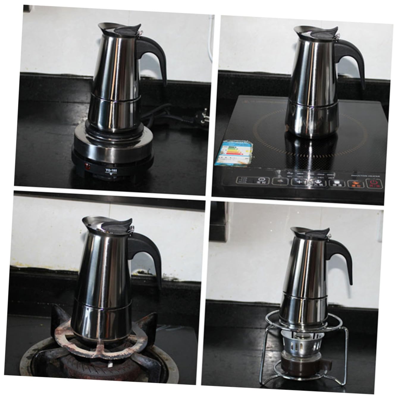 Cafetière Moka Domestique en Acier Inoxydable 450ml 9 Tasses