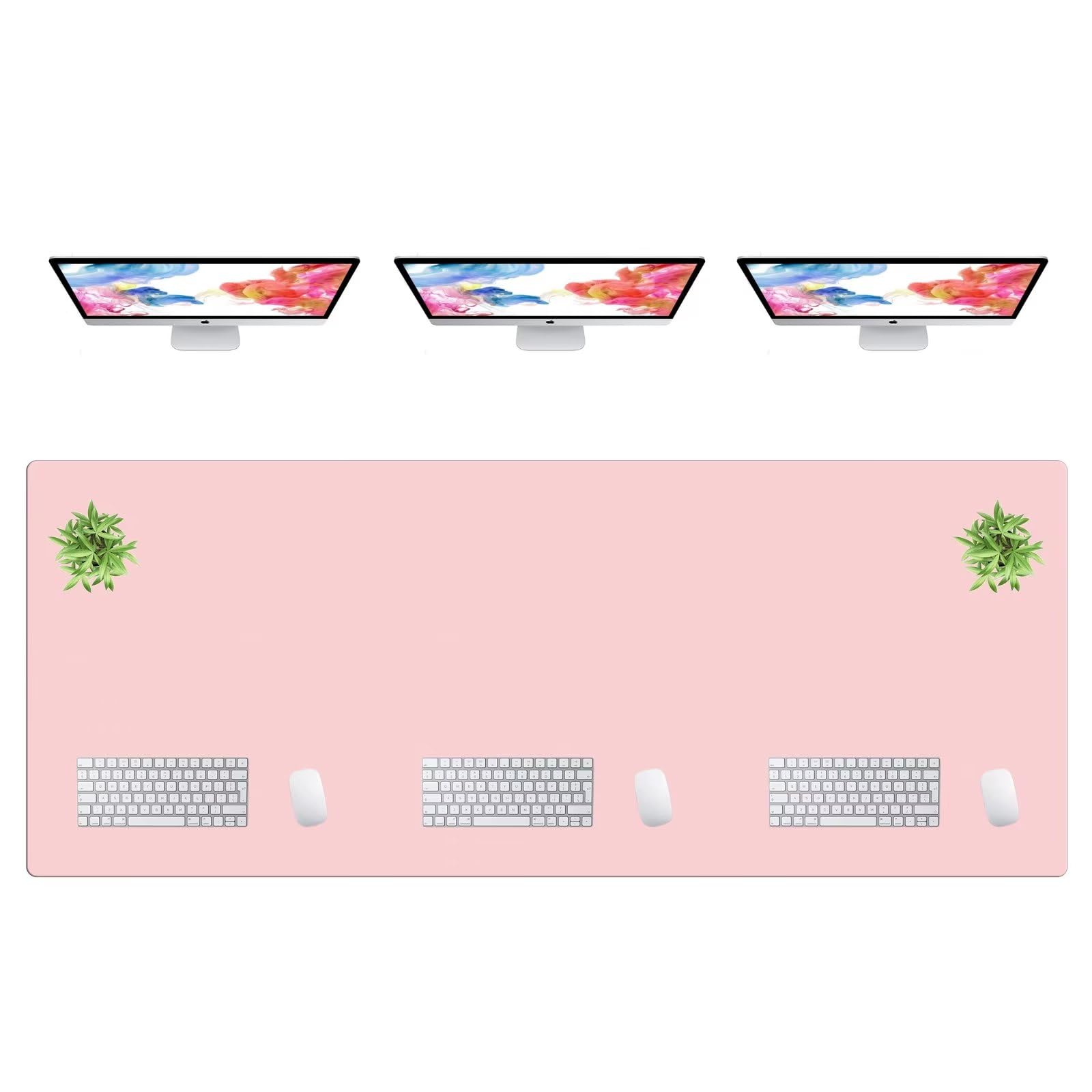 LL-COEUR Extra Large PU Leather Desk Mat Large Mouse Pad XXL Waterproof Table Mat Office Laptop Writing Pad (78.7 x 31.5 inch, Pink) — image 1
