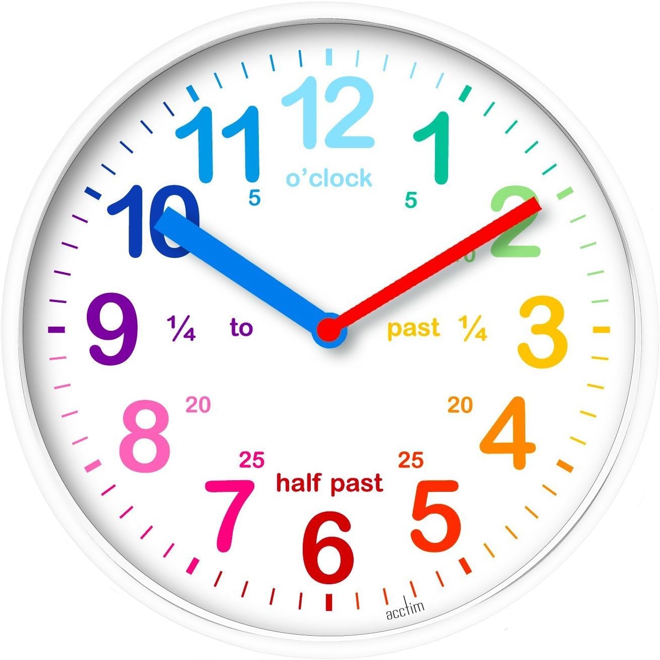 Beyond Happy Multicolor Educational Kids Wall Clock - Colourful Silent Clock For Playroom And Bedroom
