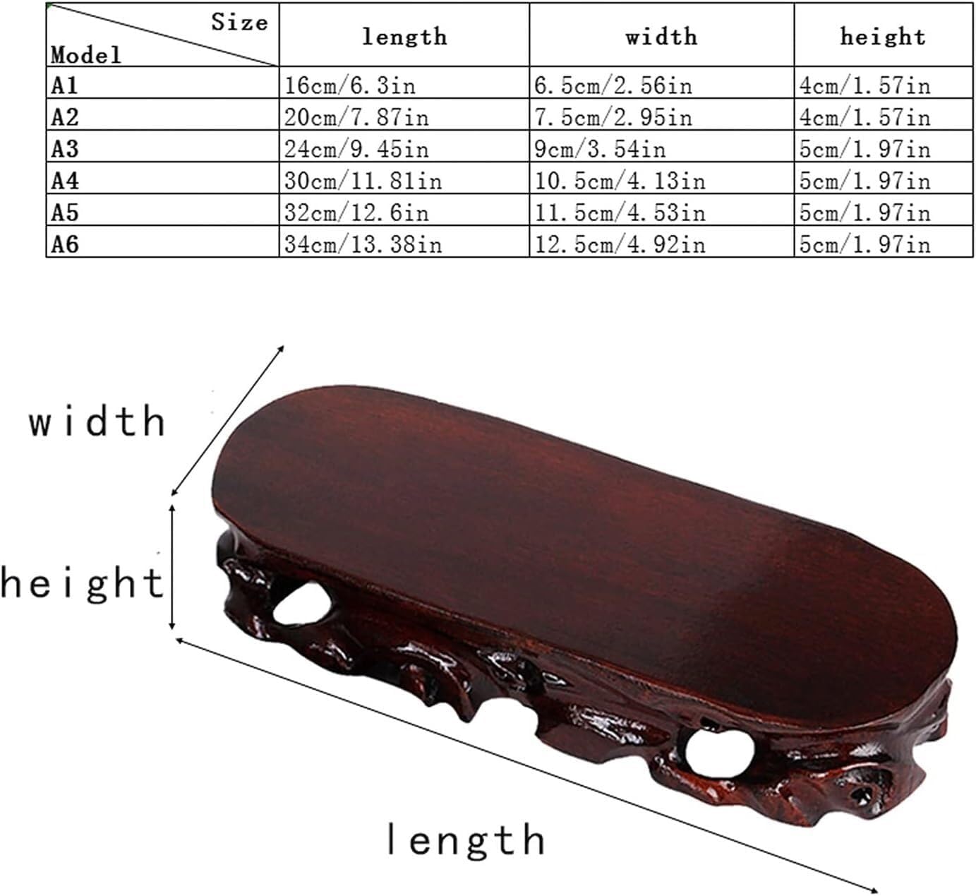 Bonsai Pedestal,Vase Base,Vase Bonsai Base,Vase Base,Carved Solid Wood Display Stand, Wooden Base Holder for Arts Antique, Home Decoration 6 Sizes Chinese Display Stands (Size : A1) ( Size : A4 ) ( Co