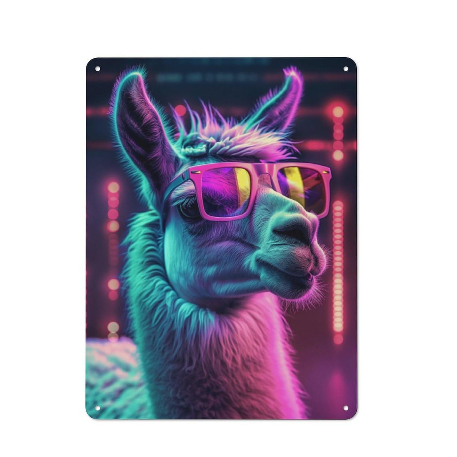 Junmoney Funny Retro Party Llama Retro Metal Plaque 40X30cm Featuring For Home Bar Wall, For Room Styling Across Home Bars And Entertaining Spaces